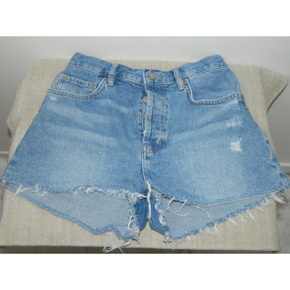 Rails Shorts Size 27 The Fairfax High Rise Cut Off Button Fly Denim Blue Altered - Picture 6 of 9